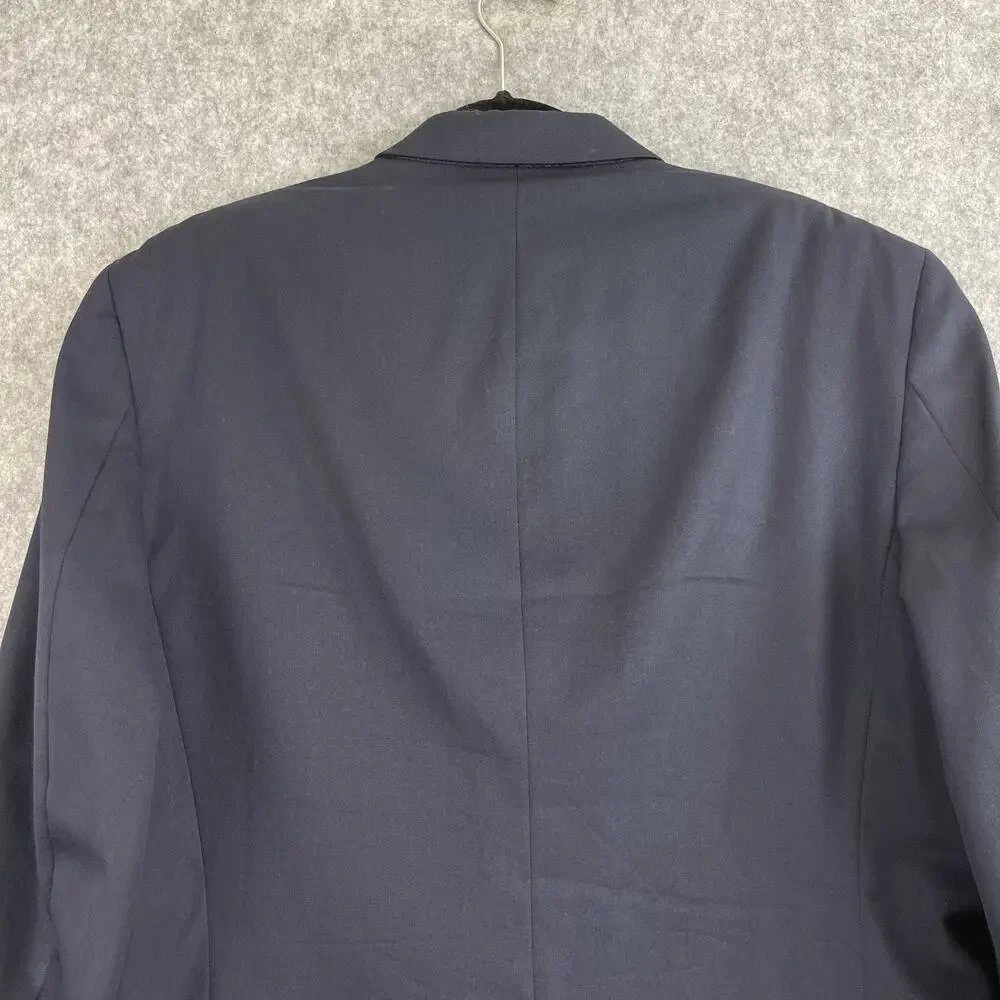 Oscar De La‎ Renta Blazer Jacket Mens 42L Blue Wool Double Breasted Gold Button